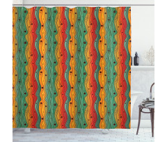 Wavy Vertical Lines Retro Shower Curtain