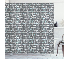 Abstract Fishing Theme Shower Curtain