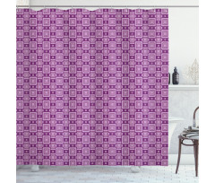 Retro Geometric Tile Shower Curtain