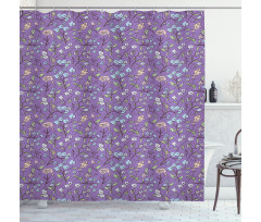 Retro Floral Spring Shower Curtain