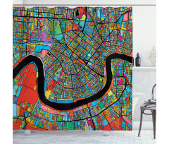Colorful City Map Shower Curtain