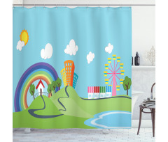 Cartoon Village Shower Curtain