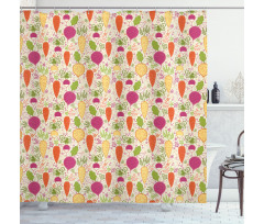 Doodle Root Vegetable Shower Curtain
