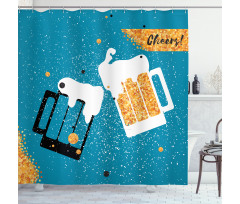 Beer Mugs Toasting Shower Curtain