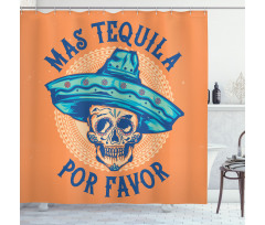 Skull Sombrero Tequila Shower Curtain