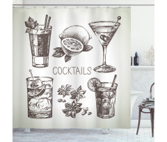 Vintage Sketch Beverage Shower Curtain