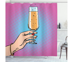 Pop Art Comic Champagne Shower Curtain