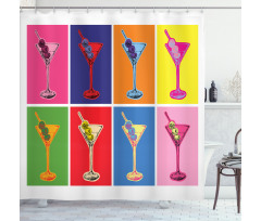 Colorful Martini Glass Shower Curtain