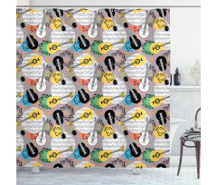 Guitars Notes Shower Curtain