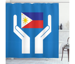 Hands Showing Flag Shower Curtain