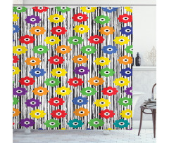 Repeating Vivid Petals Shower Curtain