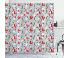 Romantic Tulip Daisy Shower Curtain