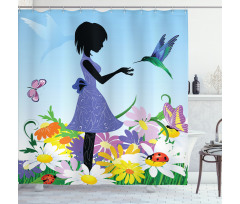 Lawn Blossomed Flowers Shower Curtain