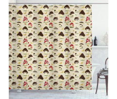 Wild Forest Bees Dots Shower Curtain