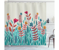 Doodle Poppy Flowers Shower Curtain