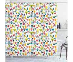 Cartoon Elements Birds Shower Curtain