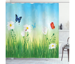 Meadow Daisies Grass Shower Curtain