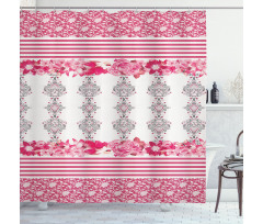 Damask and Ladybugs Shower Curtain