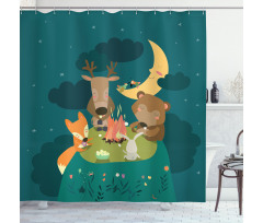 Forest Bonfire at Night Shower Curtain