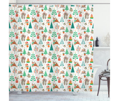 Tree Presents Animals Shower Curtain