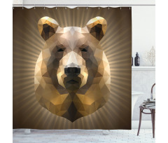 Geometric Grizzly Portrait Shower Curtain