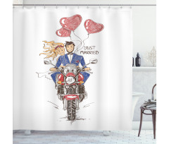Wedding on Bike Shower Curtain