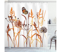 Composition with Leaves Shower Curtain