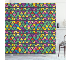 Grid Mosaic Triangles Shower Curtain