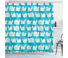 Cartoon Snails Leaves Shower Curtain