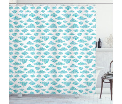 Blue Ornate Sky Motifs Shower Curtain