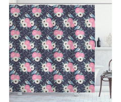 Winter Flowers Birds Shower Curtain