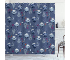 Blue Tone Protea Shower Curtain