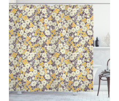 Warm Toned Flower Foliage Shower Curtain