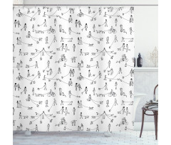 People Walking Dogs Shower Curtain