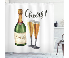 Watercolor Cheers Sketch Shower Curtain