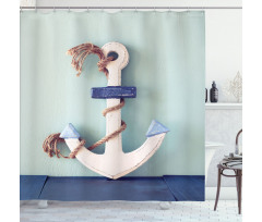 Anchor and Rope Motif Shower Curtain