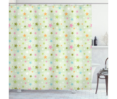 Colorful Stars on Pale Green Shower Curtain