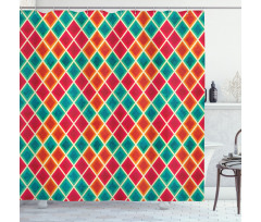 Vibrant Grunge Rhombus Shower Curtain