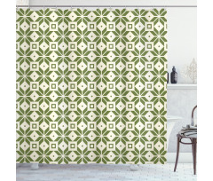 Square Tiles Tangled Lines Shower Curtain
