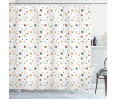 Pastel Tiny Foliage Motifs Shower Curtain