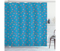 Hearts with Stars and Dots Shower Curtain