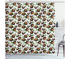 Coconuts Leaves Sketch Shower Curtain