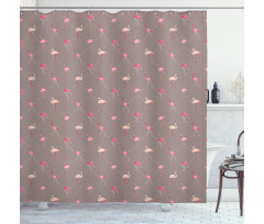 Exotic Birds Checkered Shower Curtain