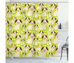 Puppies with Smiling Faces Shower Curtain