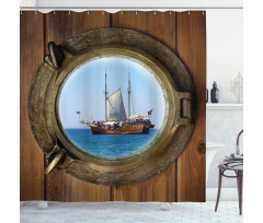 Ship Window with Cruise Shower Curtain