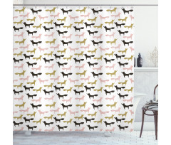 Foxes Pattern with Dots Shower Curtain