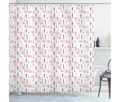 Pink Abstract Doodle Style Shower Curtain