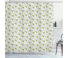 Bunnies with Floral Motifs Shower Curtain