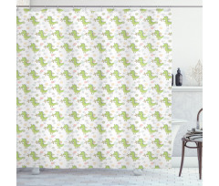 Funny Dragons Waving Hello Shower Curtain