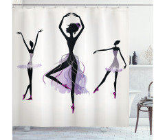 Ballerina Dancer Silhouettes Shower Curtain